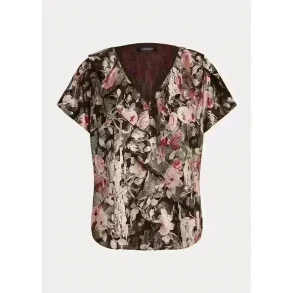 Lauren Ralph Lauren Tops - NEW! Lauren Ralph Lauren Women's L Floral Metallic Jacquard Blouse NWT $165
